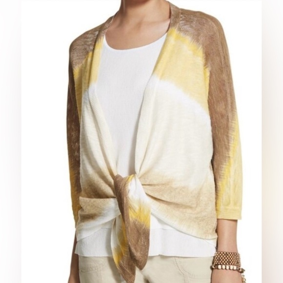 Chico's Sweaters - Chicos Shaline Striped Tie-Dye Cardigan Size Small